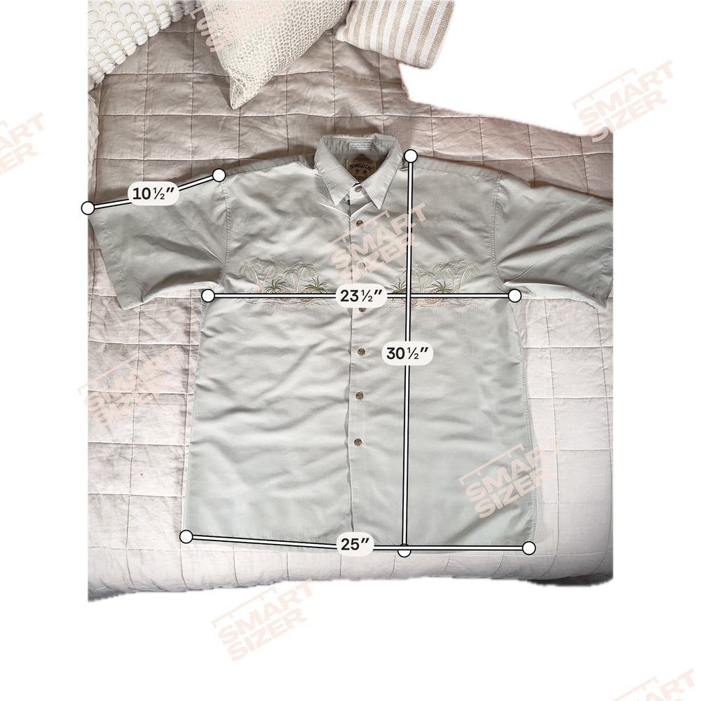 Bamboo Cay Button Down Shirt Mens L Sage Good Embroidered Tropical Pineapples - Picture 2 of 6
